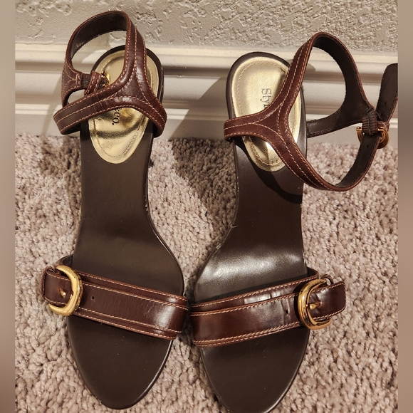 Style & Co. Brown Leather Women's Sandals - Picture 1 of 3
